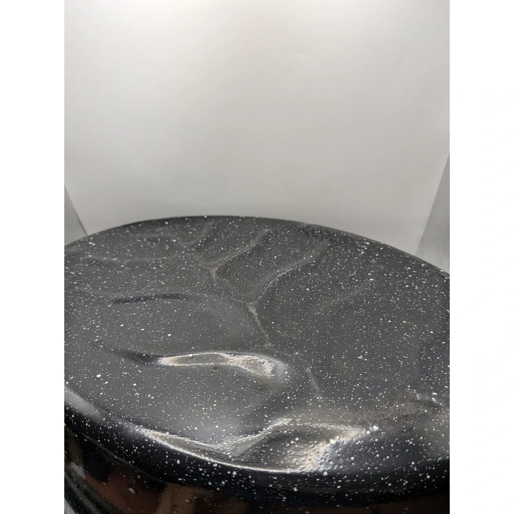 Black Speckled Enamelware Large Roaster Vintage Splatterware Roasting Pan & Lid